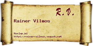 Rainer Vilmos névjegykártya